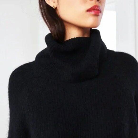 Quince Sweaters - Quince Baby Alpaca Wool Blend Turtleneck Black ribbed Size Medium NWT Luxury